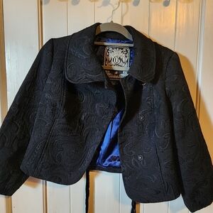 Cropped, black pea coat. Size Medium